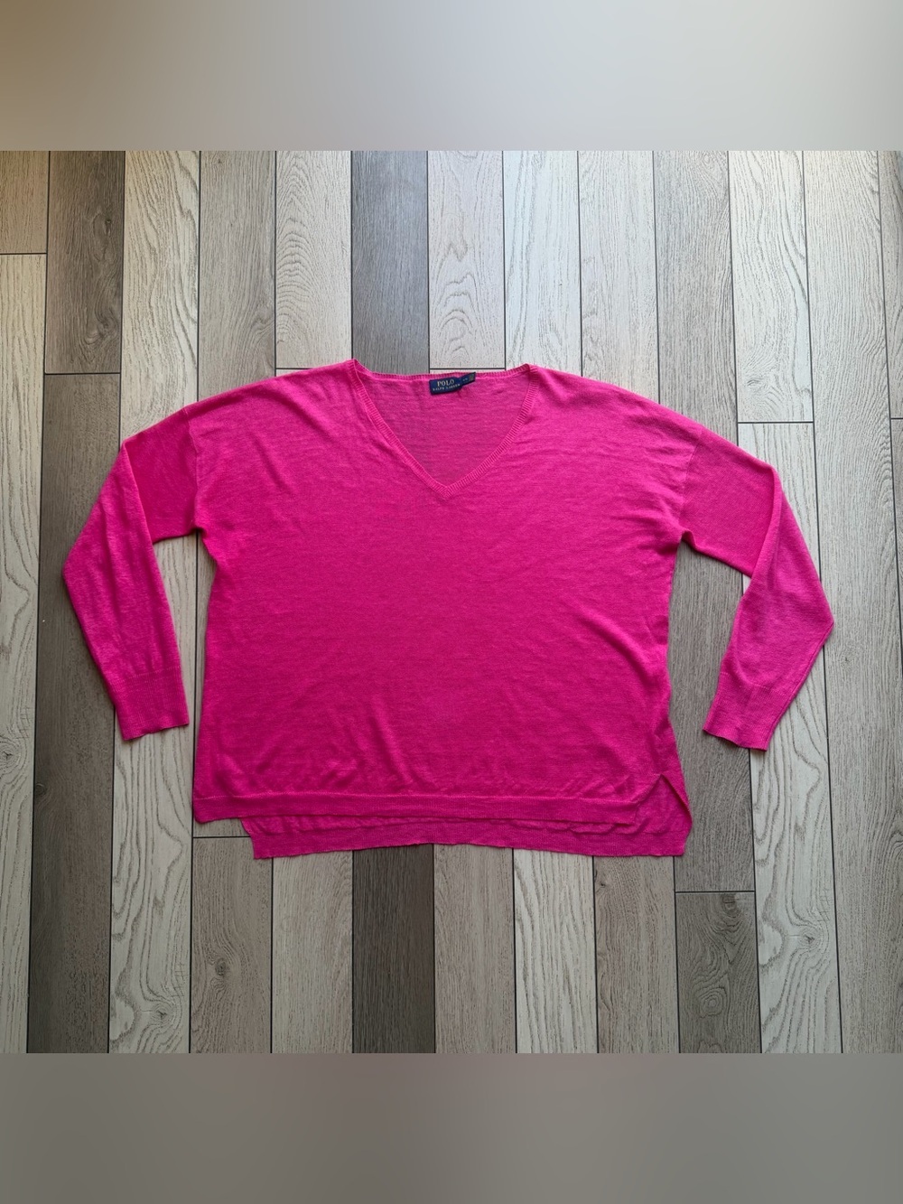 Ralph Lauren Women's V-Neck Sweater in Hot Pink size L